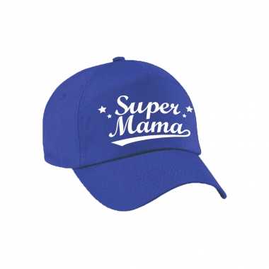 Super mama moederdag cadeau pet /cap blauw voor dames