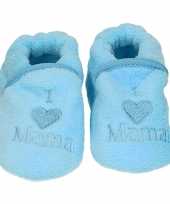 Baby pantoffels slofjes love mama blauw