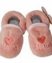Baby pantoffels slofjes love mama zalmroze
