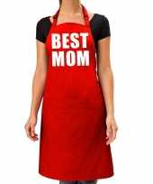 Best mom keukenschort rood voor dames moederdag