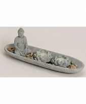 Boeddha zen tuintje met lotus theelicht houder