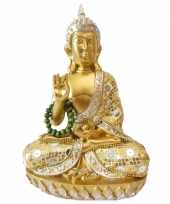 Decoratie boeddha met ketting thais goud 22 cm