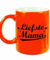 Liefste mama mok beker neon oranje voor moederdag verjaardag 330 ml