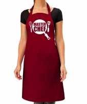 Master chef barbeque schort keukenschort bordeaux rood dames