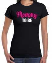 Mommy to be t-shirt zwart voor dames cadeau aanstaande moeder zwanger