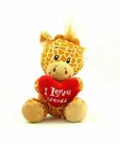 Pluche i love you giraffe knuffel bruin 14 cm speelgoed