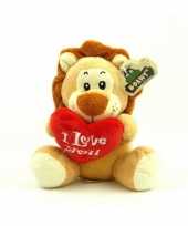 Pluche i love you leeuw knuffel bruin 14 cm speelgoed
