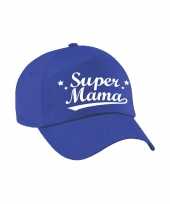 Super mama moederdag cadeau pet cap blauw voor dames