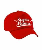 Super mama moederdag cadeau pet cap rood voor dames