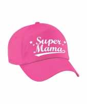 Super mama moederdag cadeau pet cap roze voor dames