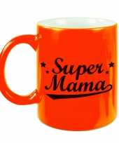 Super mama mok beker neon oranje voor moederdag verjaardag 330 ml
