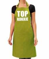 Top kokkie barbeque schort keukenschort lime groen dames